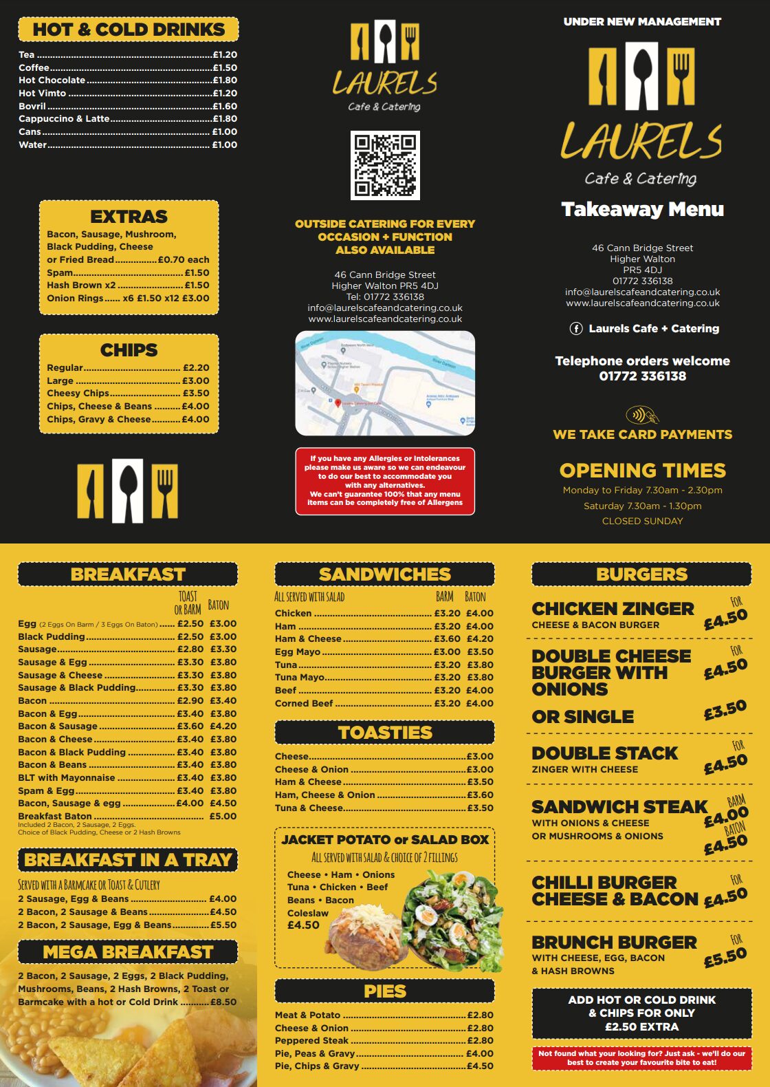 Laurels Cafe - Takeaway Menu - 2025